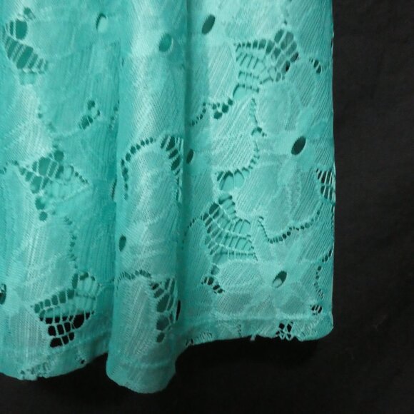 NOTATIONS | medium | Turquoise Lined Lace Skirt | Stretchy Waistband | NWOT - Picture 14 of 15